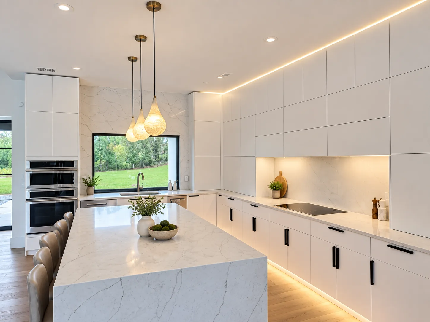 Euro Line frameless kitchen with Woodline island
