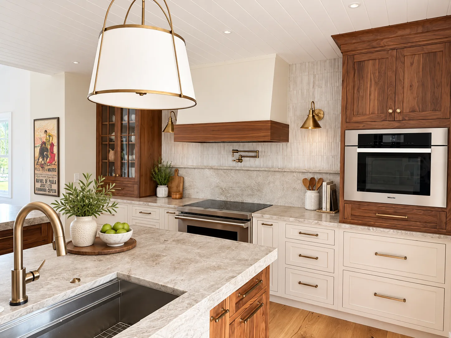 Wall oven and hutch in Bonita flush inset