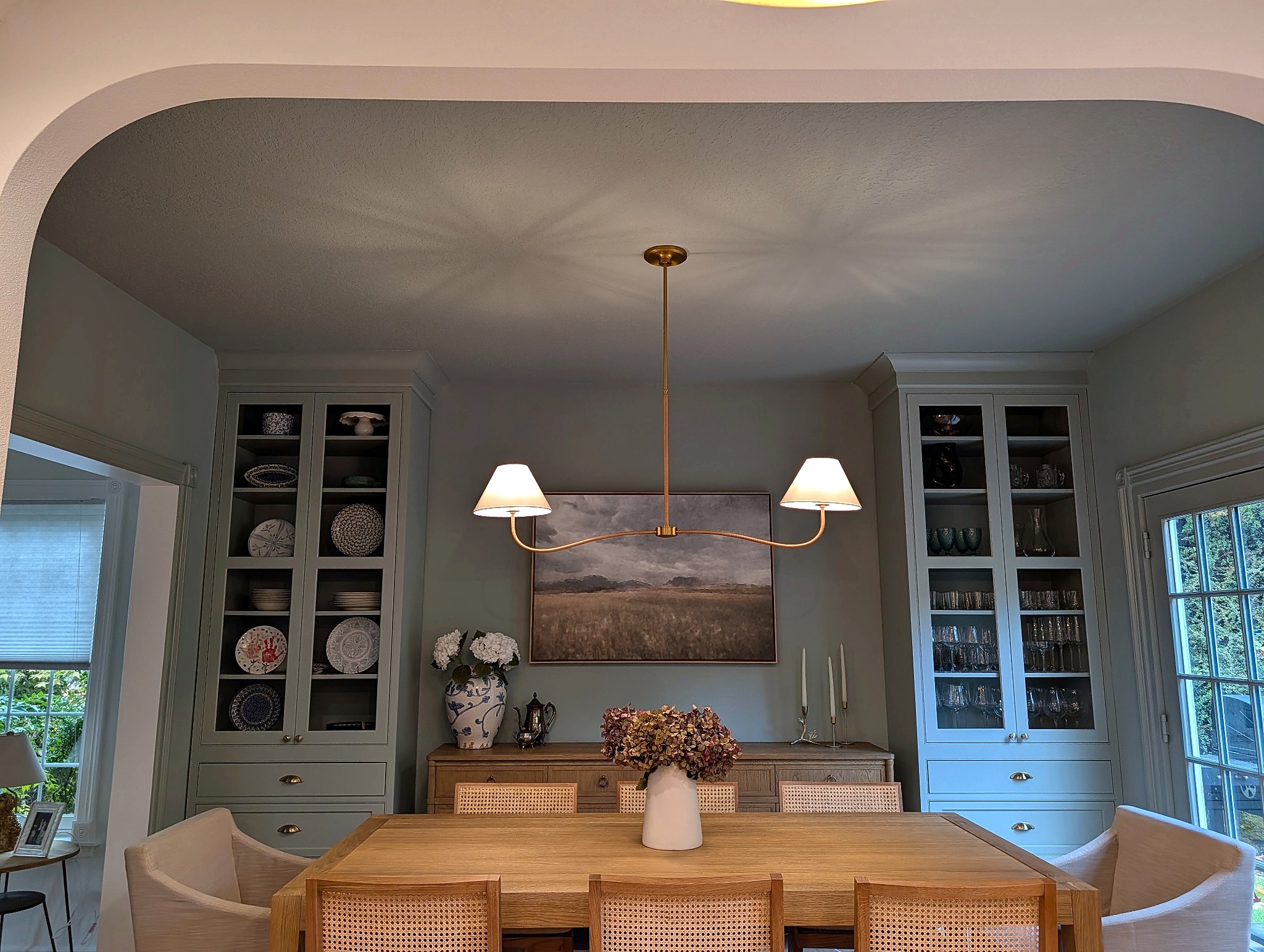 The dining room through the arched opening