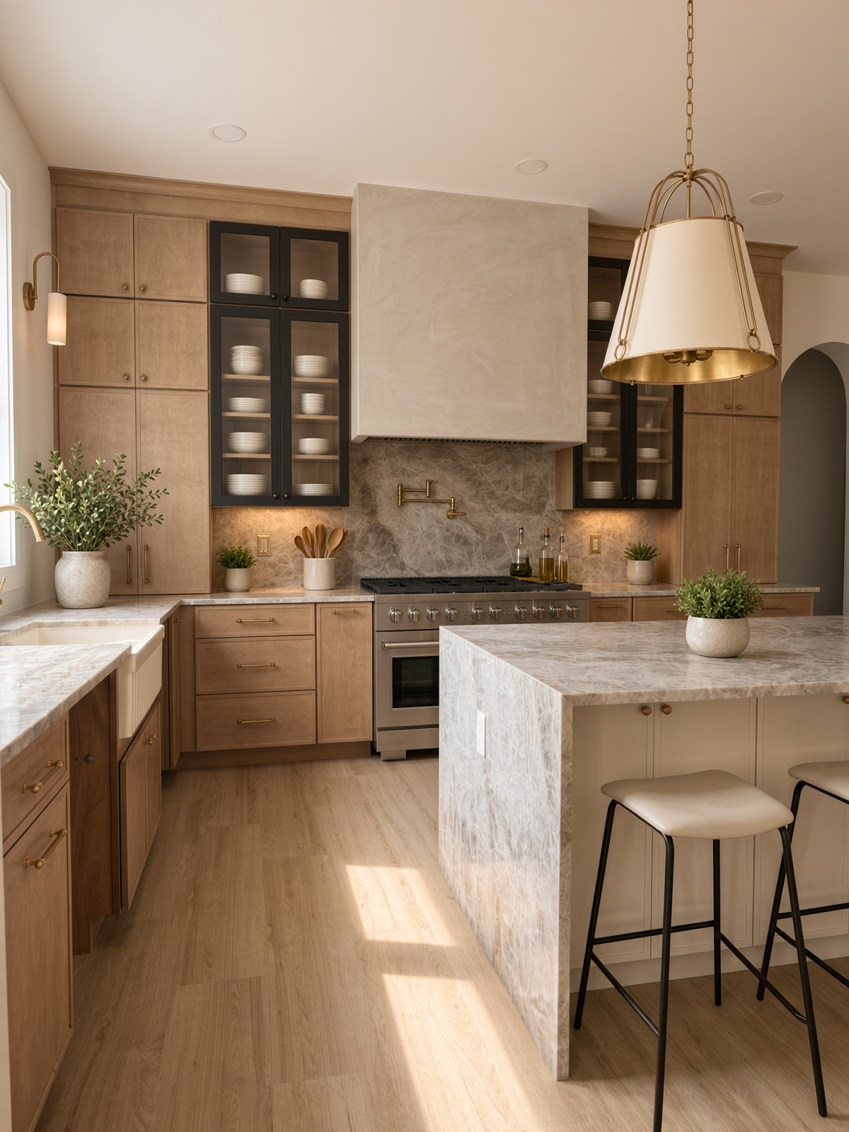 Maker Series kitchen in Shaye, Element on Maple, with island seating