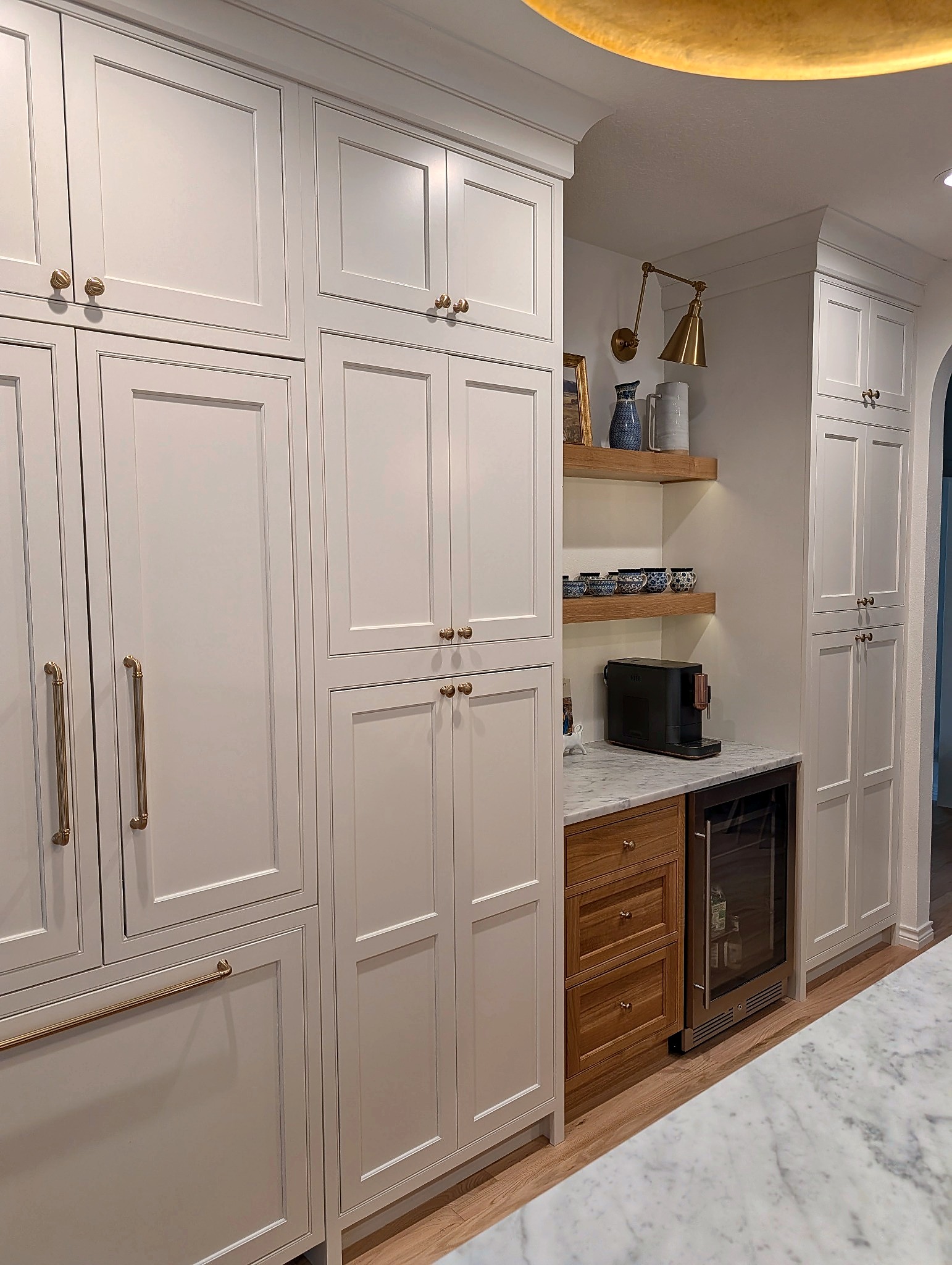 Pantry wall in Marshmallow Cream with floating shelves