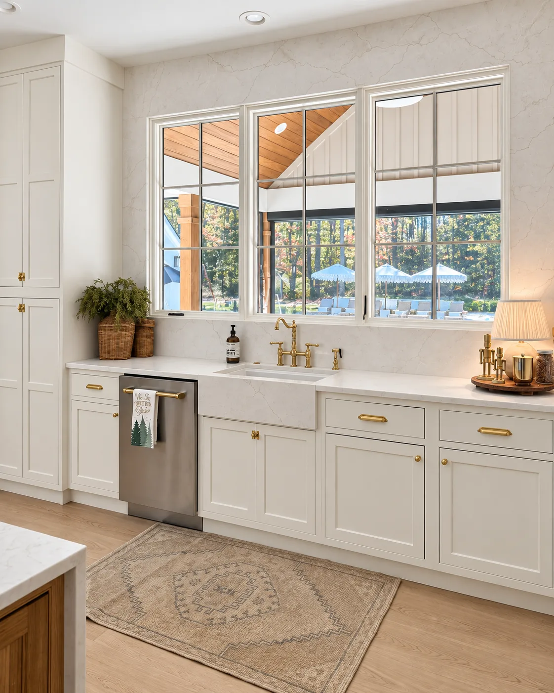 Farmhouse sink wall under the window