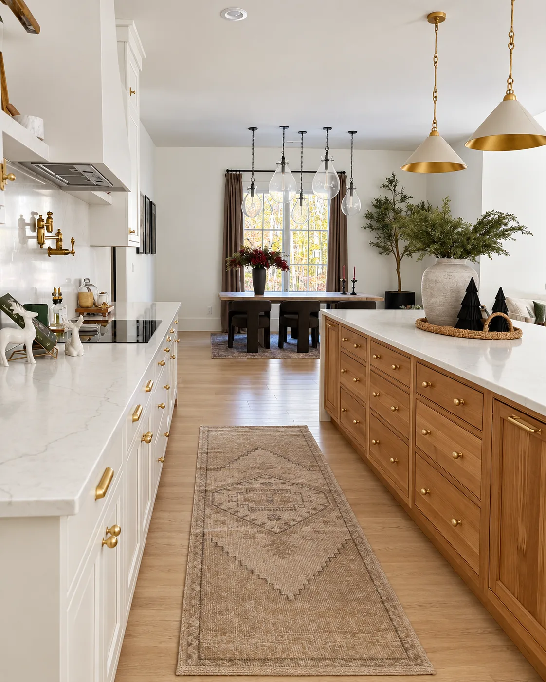 Kitchen run and island toward the dining room