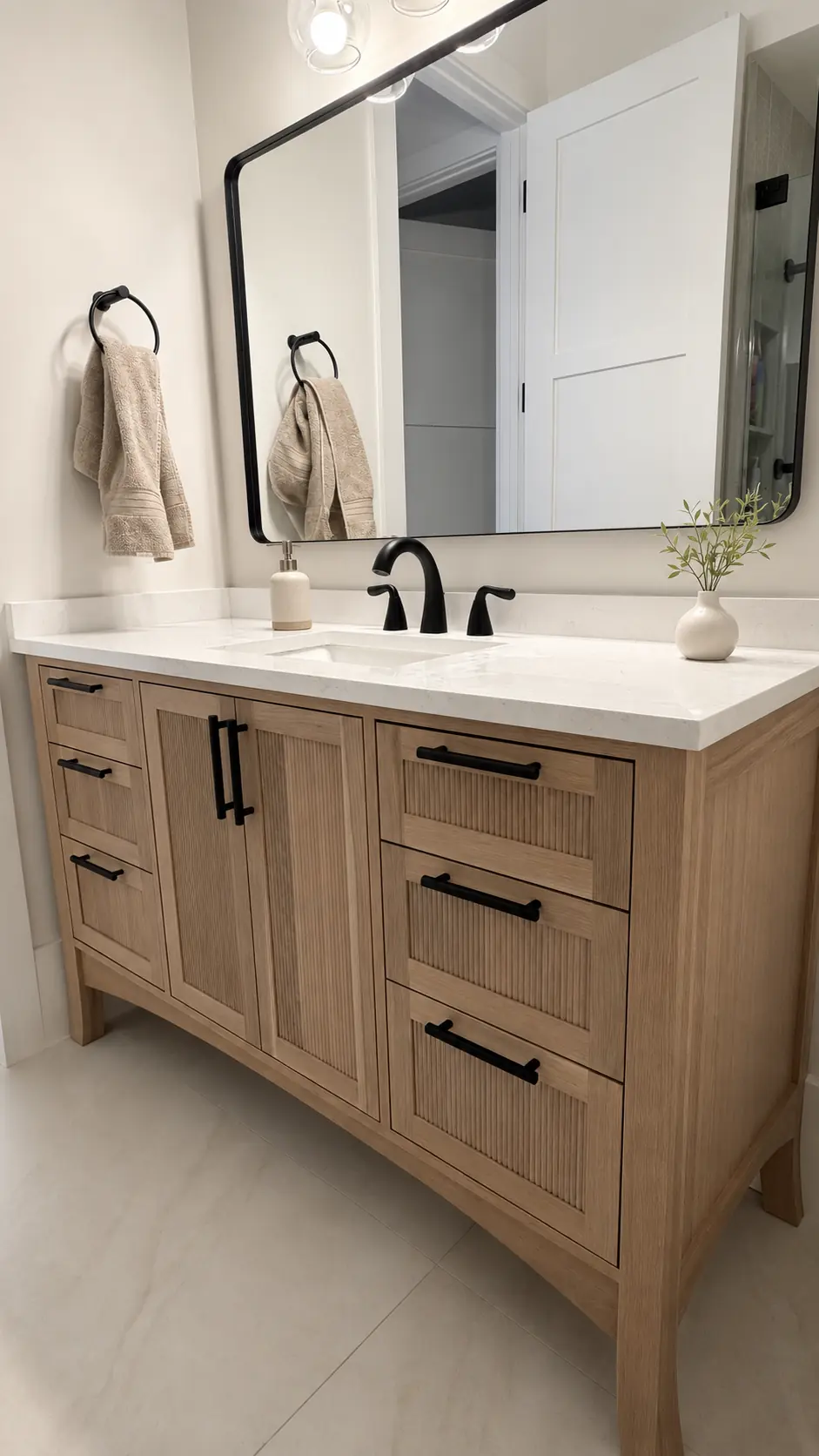 Furniture-style oak vanity