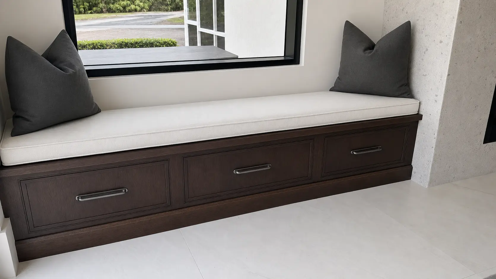 Fireplace built-ins and window seat
