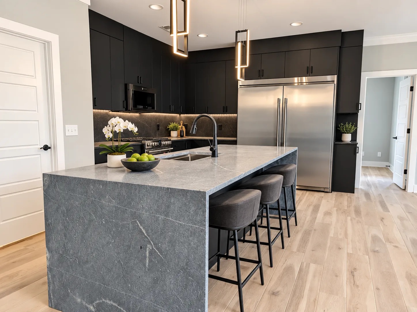 Ultra modern black Euro Line kitchen, North Carolina