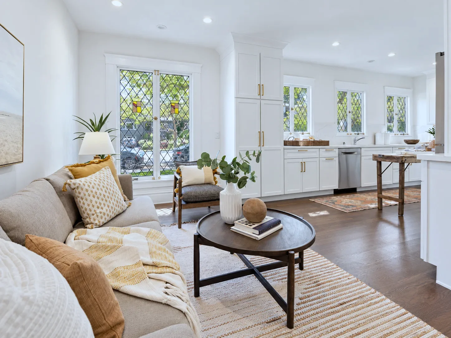 The remodeled kitchen seen from the living room