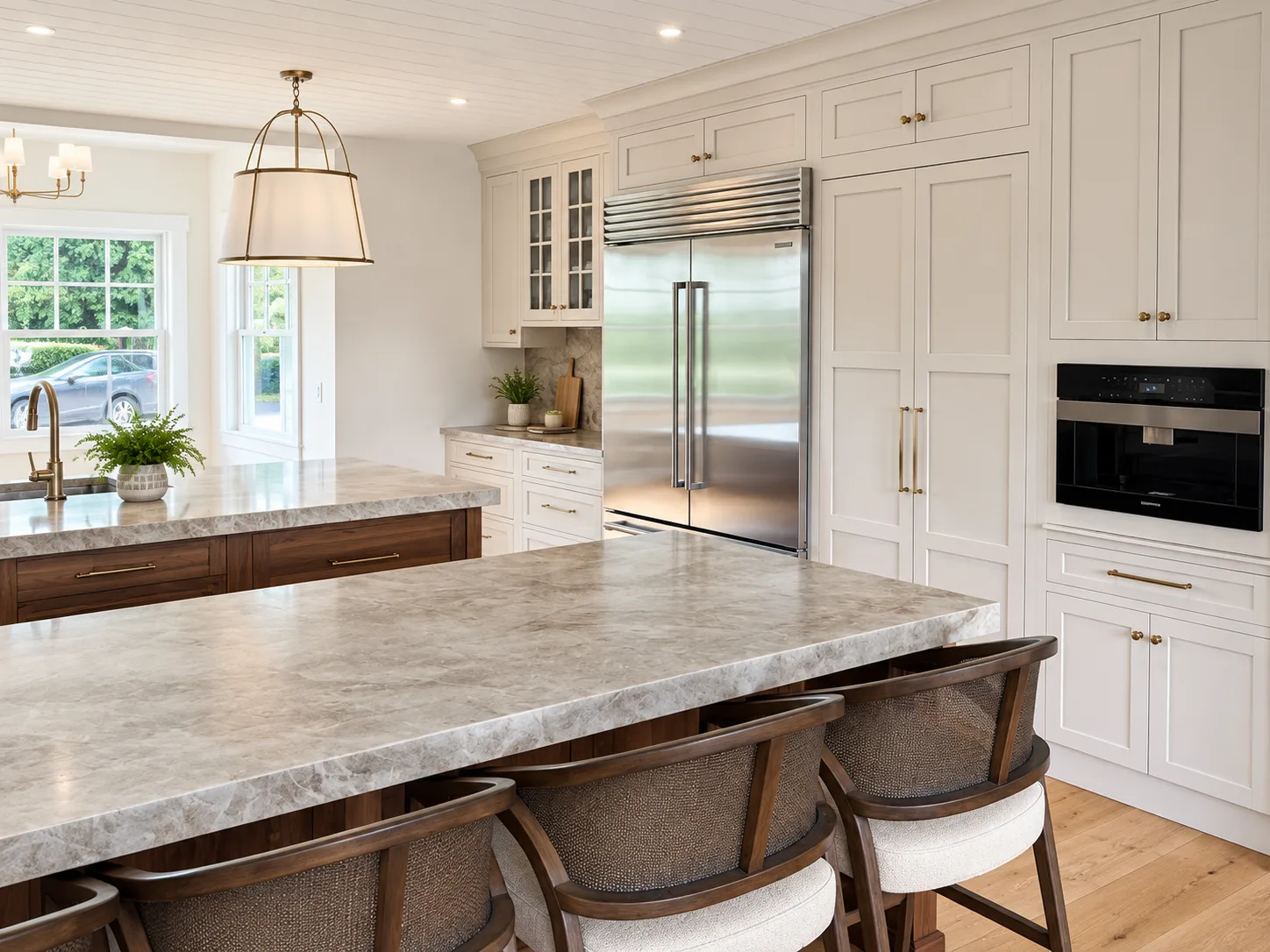 Matte walnut double island kitchen remodel, Tampa Florida