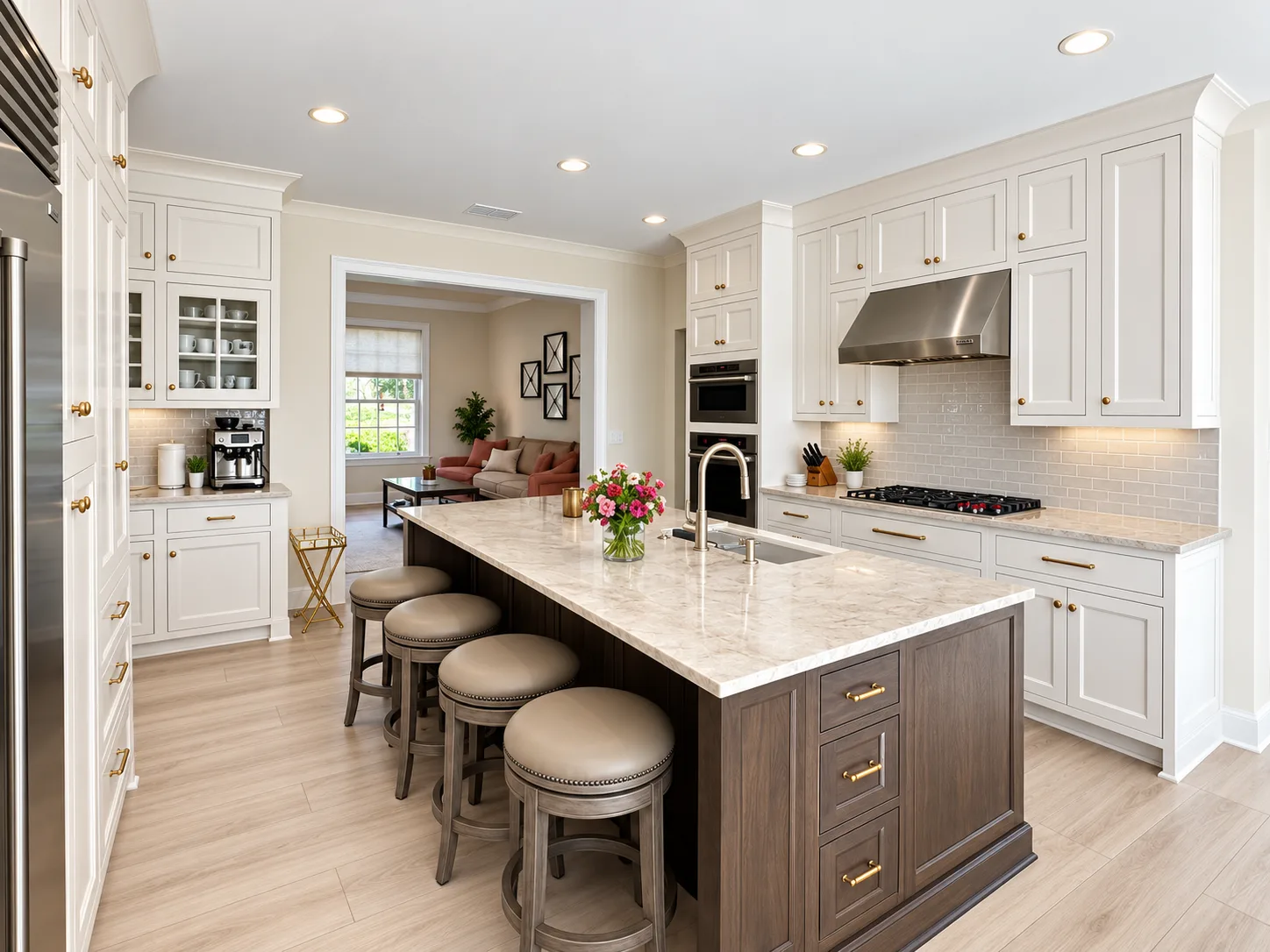 Victor doors in Marshmallow Cream with walnut Riveria island in Slate